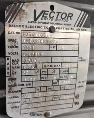 Baldor ZDM4110T Vector Drive 40 HP Motor | Garden City Plastics